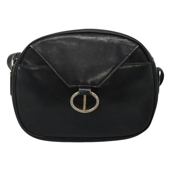 Christian Dior Shoulder Bag Leather Navy Gold Auth bs23532
