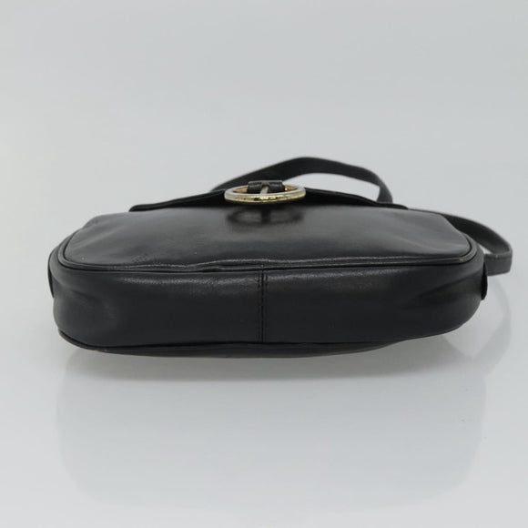 Christian Dior Shoulder Bag Leather Navy Gold Auth bs23532
