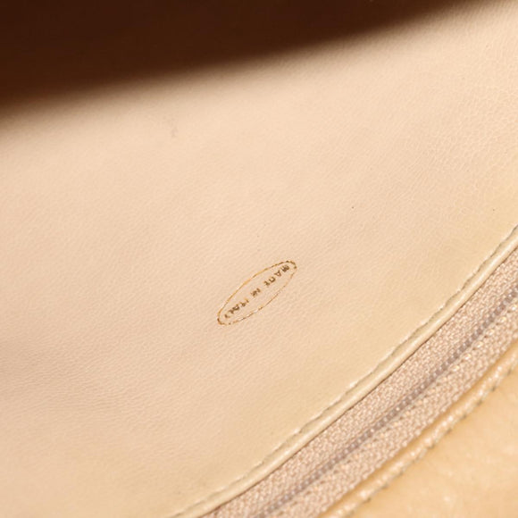 CHANEL Matelasse Chain Shoulder Bag Lamb Skin Beige Gold CC Auth bs23535