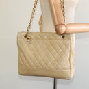 CHANEL Matelasse Chain Shoulder Bag Lamb Skin Beige Gold CC Auth bs23535-25