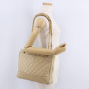 CHANEL Matelasse Chain Shoulder Bag Lamb Skin Beige Gold CC Auth bs23535-37