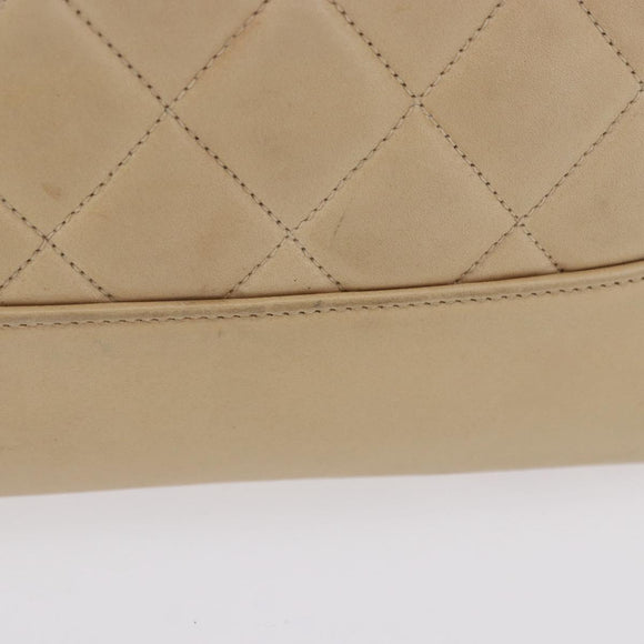 CHANEL Matelasse Chain Shoulder Bag Lamb Skin Beige Gold CC Auth bs23535