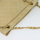 CHANEL Matelasse Chain Shoulder Bag Lamb Skin Beige Gold CC Auth bs23535-6