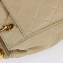CHANEL Matelasse Chain Shoulder Bag Lamb Skin Beige Gold CC Auth bs23535-8