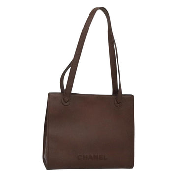 CHANEL Shoulder Bag Leather Brown CC Auth bs23537