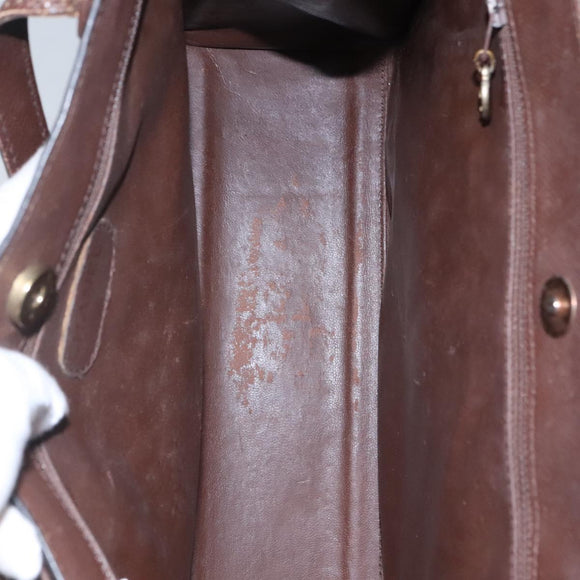 CHANEL Shoulder Bag Leather Brown CC Auth bs23537