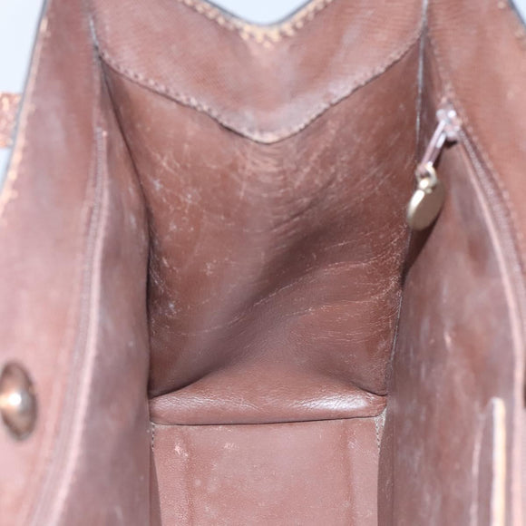 CHANEL Shoulder Bag Leather Brown CC Auth bs23537