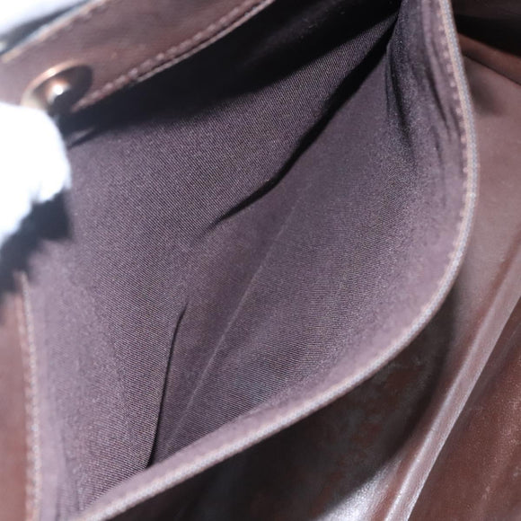 CHANEL Shoulder Bag Leather Brown CC Auth bs23537