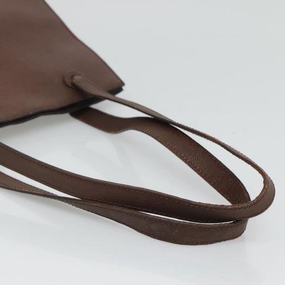 CHANEL Shoulder Bag Leather Brown CC Auth bs23537