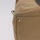 Salvatore Ferragamo Boston Bag Canvas Leather 2way Beige Silver Auth bs23541-15