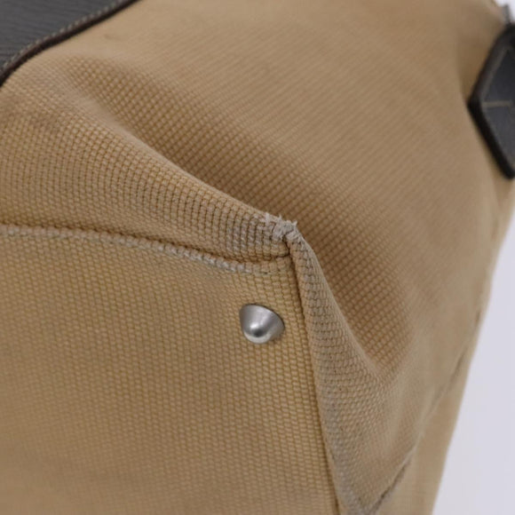 Salvatore Ferragamo Boston Bag Canvas Leather 2way Beige Silver Auth bs23541