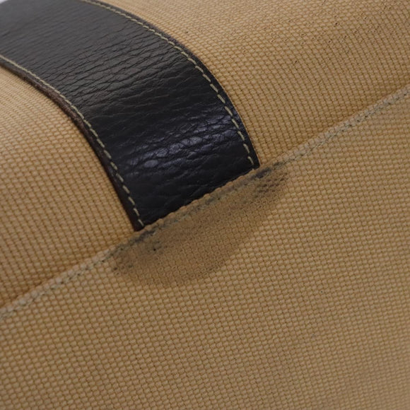 Salvatore Ferragamo Boston Bag Canvas Leather 2way Beige Silver Auth bs23541