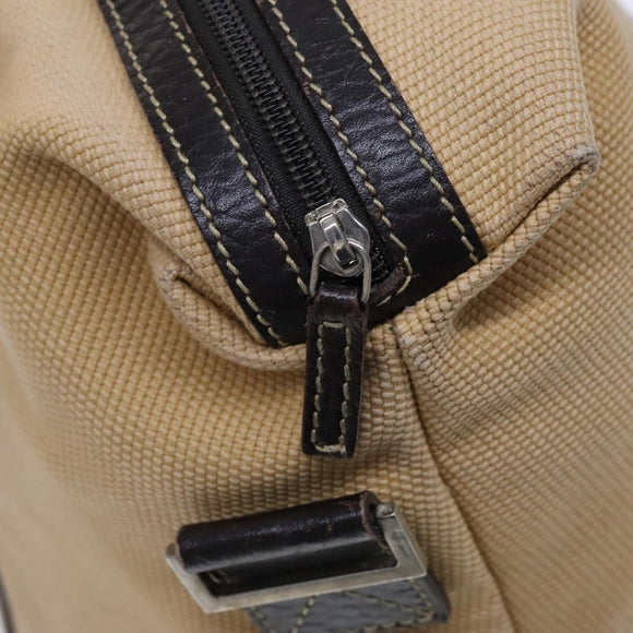 Salvatore Ferragamo Boston Bag Canvas Leather 2way Beige Silver Auth bs23541