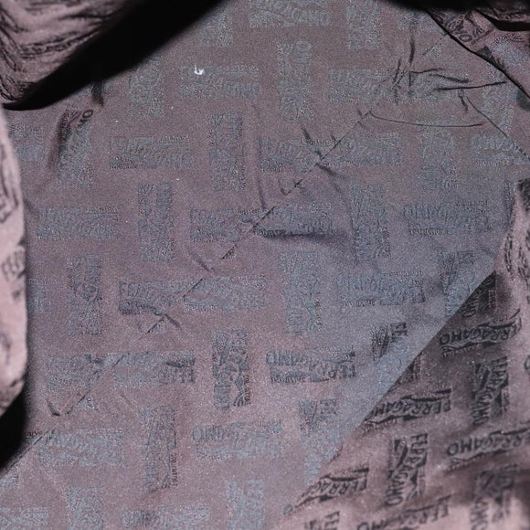 Salvatore Ferragamo Boston Bag Canvas Leather 2way Beige Silver Auth bs23541