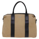 Salvatore Ferragamo Boston Bag Canvas Leather 2way Beige Silver Auth bs23541-13