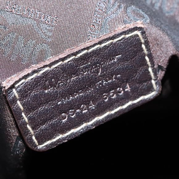 Salvatore Ferragamo Boston Bag Canvas Leather 2way Beige Silver Auth bs23541