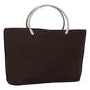 CHANEL Hand Bag Nylon Brown CC Auth bs23545-1