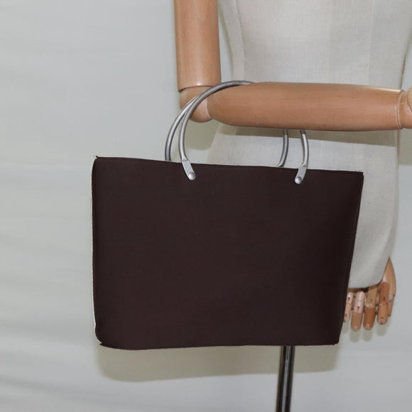 CHANEL Hand Bag Nylon Brown CC Auth bs23545