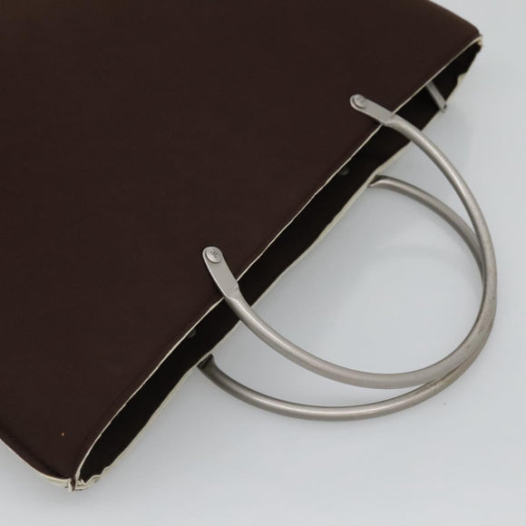 CHANEL Hand Bag Nylon Brown CC Auth bs23545