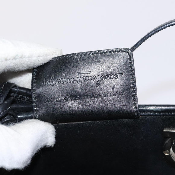 Salvatore Ferragamo Gancini Hand Bag Vinyl Black Auth bs23548