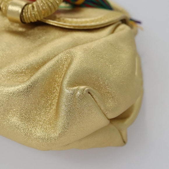 LOEWE Shoulder Bag Leather Gold Auth bs23549