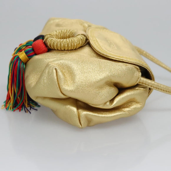 LOEWE Shoulder Bag Leather Gold Auth bs23549