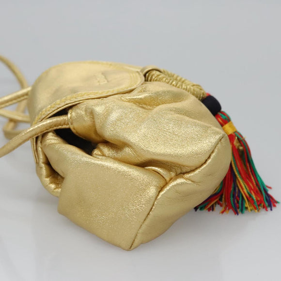 LOEWE Shoulder Bag Leather Gold Auth bs23549