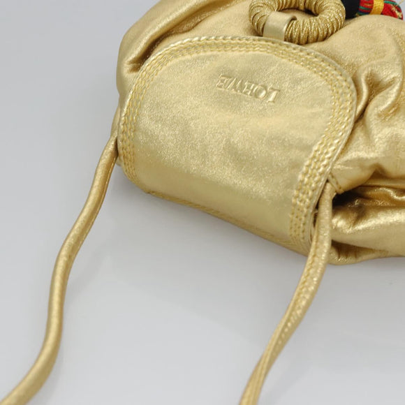 LOEWE Shoulder Bag Leather Gold Auth bs23549