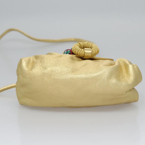 LOEWE Shoulder Bag Leather Gold Auth bs23549