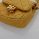 CHANEL Mini Mini Matelasse Charm Lamb Skin Yellow CC Auth bs23550-11