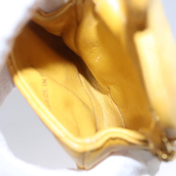 CHANEL Mini Mini Matelasse Charm Lamb Skin Yellow CC Auth bs23550