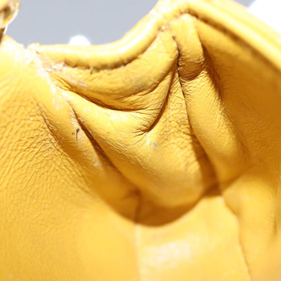 CHANEL Mini Mini Matelasse Charm Lamb Skin Yellow CC Auth bs23550