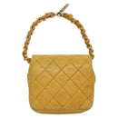 CHANEL Mini Mini Matelasse Charm Lamb Skin Yellow CC Auth bs23550-3