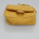 CHANEL Mini Mini Matelasse Charm Lamb Skin Yellow CC Auth bs23550-9