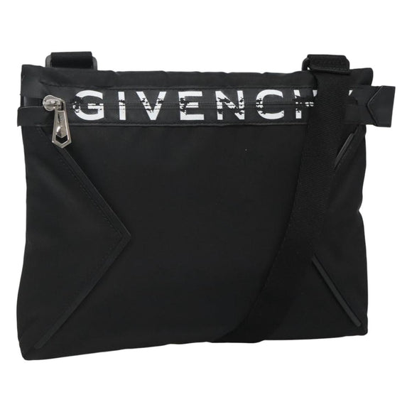GIVENCHY Shoulder Bag Nylon Black Silver Auth bs23553