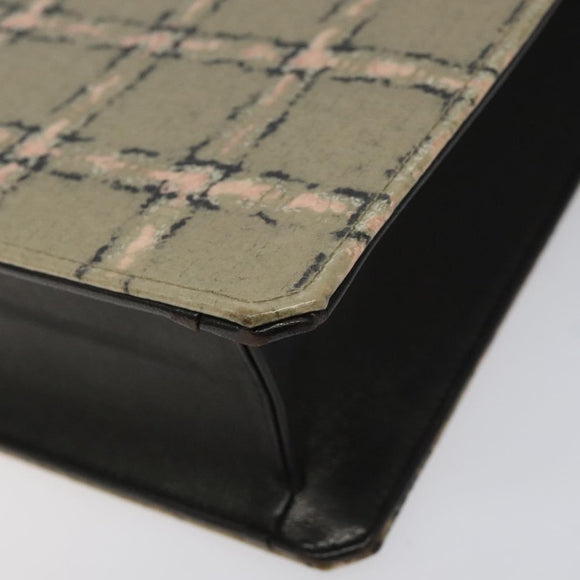 CHANEL Choco Bar Chain Hand Bag Enamel Leather Beige CC Auth bs23554V