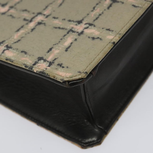 CHANEL Choco Bar Chain Hand Bag Enamel Leather Beige CC Auth bs23554V