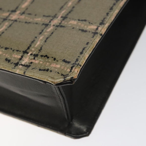 CHANEL Choco Bar Chain Hand Bag Enamel Leather Beige CC Auth bs23554V