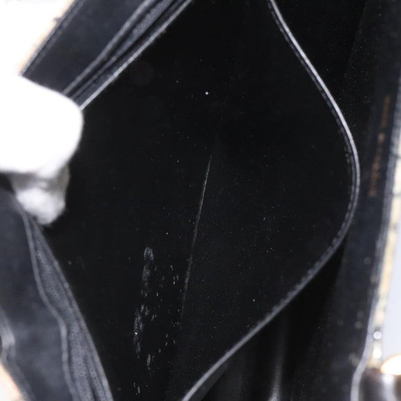 CHANEL Choco Bar Chain Hand Bag Enamel Leather Beige CC Auth bs23554V