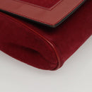 CELINE Shoulder Bag Suede Leather Red Gold Auth bs23556-10