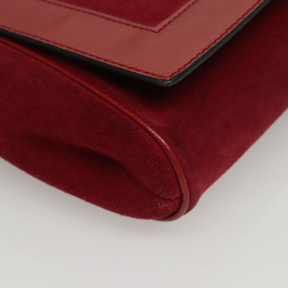 CELINE Shoulder Bag Suede Leather Red Gold Auth bs23556