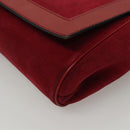 CELINE Shoulder Bag Suede Leather Red Gold Auth bs23556-14