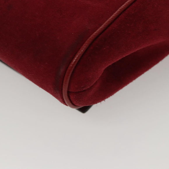 CELINE Shoulder Bag Suede Leather Red Gold Auth bs23556