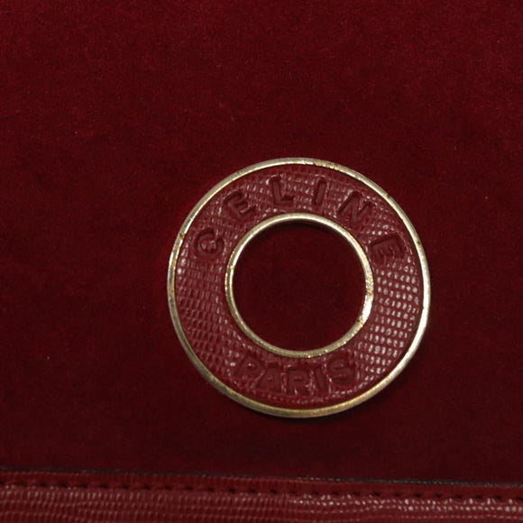 CELINE Shoulder Bag Suede Leather Red Gold Auth bs23556