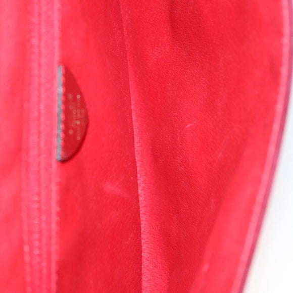 CELINE Shoulder Bag Suede Leather Red Gold Auth bs23556