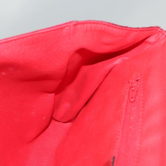 CELINE Shoulder Bag Suede Leather Red Gold Auth bs23556