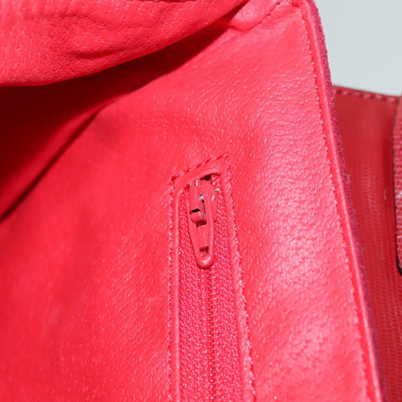 CELINE Shoulder Bag Suede Leather Red Gold Auth bs23556