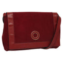 CELINE Shoulder Bag Suede Leather Red Gold Auth bs23556-1