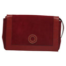 CELINE Shoulder Bag Suede Leather Red Gold Auth bs23556-2