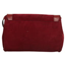 CELINE Shoulder Bag Suede Leather Red Gold Auth bs23556-3